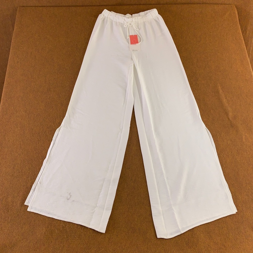 The Frolic Womens Size Small White Sheer Split Leg Swim Cover Up Pant NWT *Flaw